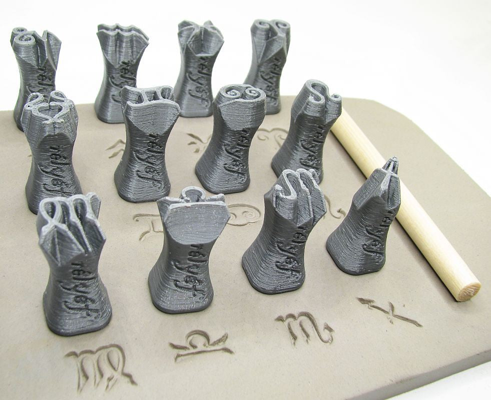Zodiac Symbols Polymer Clay Stamps Set of 12 – BabylonCutters