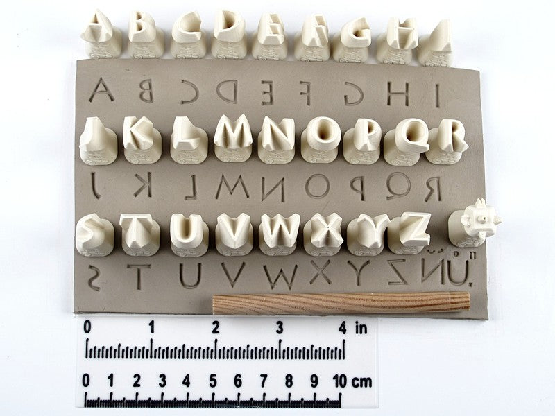 Swabach alphabet stamps for clay