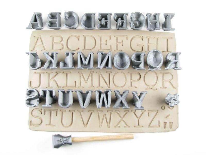 Courier alphabet stamps for clay | Relyef pottery tools