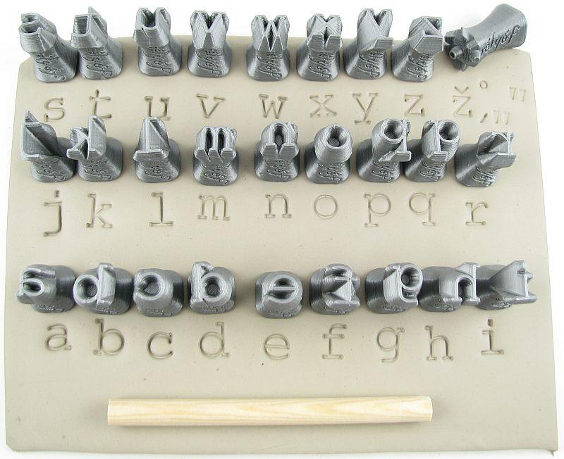 Courier alphabet stamps for clay Relyef pottery tools