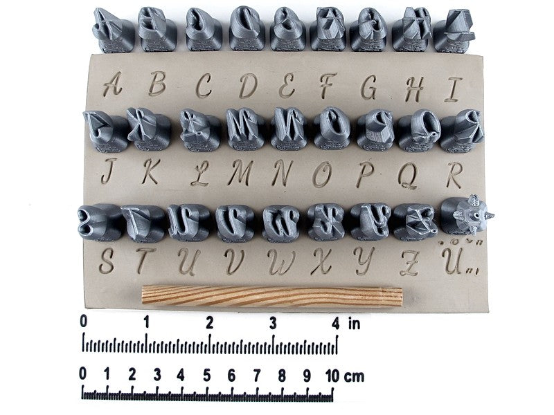 Script alphabet stamps for clay | Relyef pottery tools