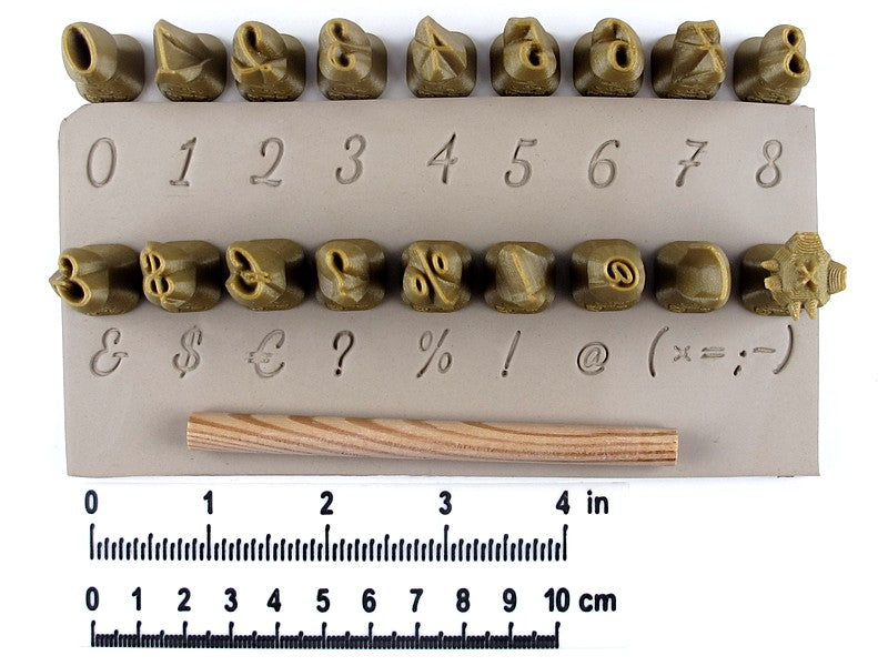Script Number Set Script Number Stamps | Clay stamps | Relyef pottery tools