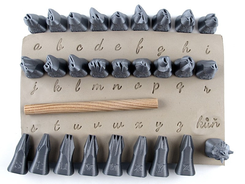 Script alphabet stamps for clay | Relyef pottery tools – Rélyéf