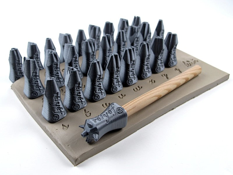 Script alphabet stamps for clay Relyef pottery tools