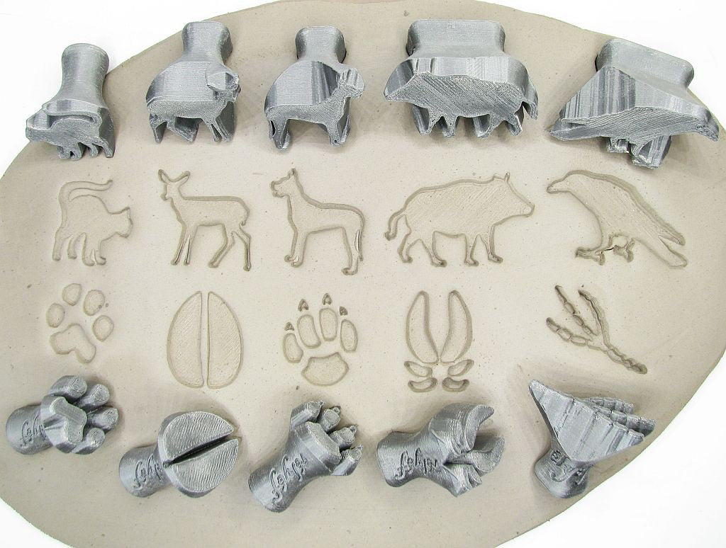 Animals & Footprints Clay stamps Relyef pottery tools